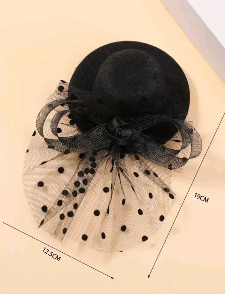 Chapeau Bibi Élégance Vintage Noir avec Voilette à Pois pour femme
