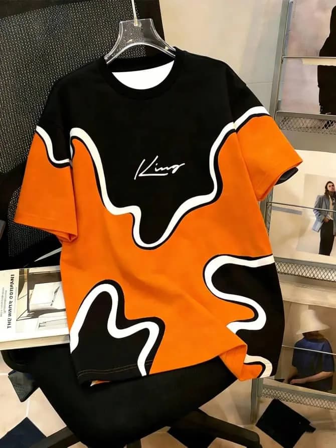 T-shirt graphique noir & orange